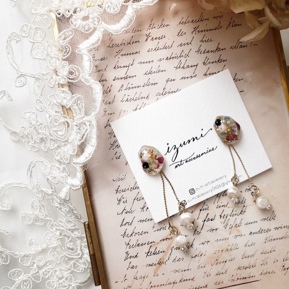 アートアクセサリー【アートの雫】art drops No.5ピアス/イヤリング/２wayタイプ