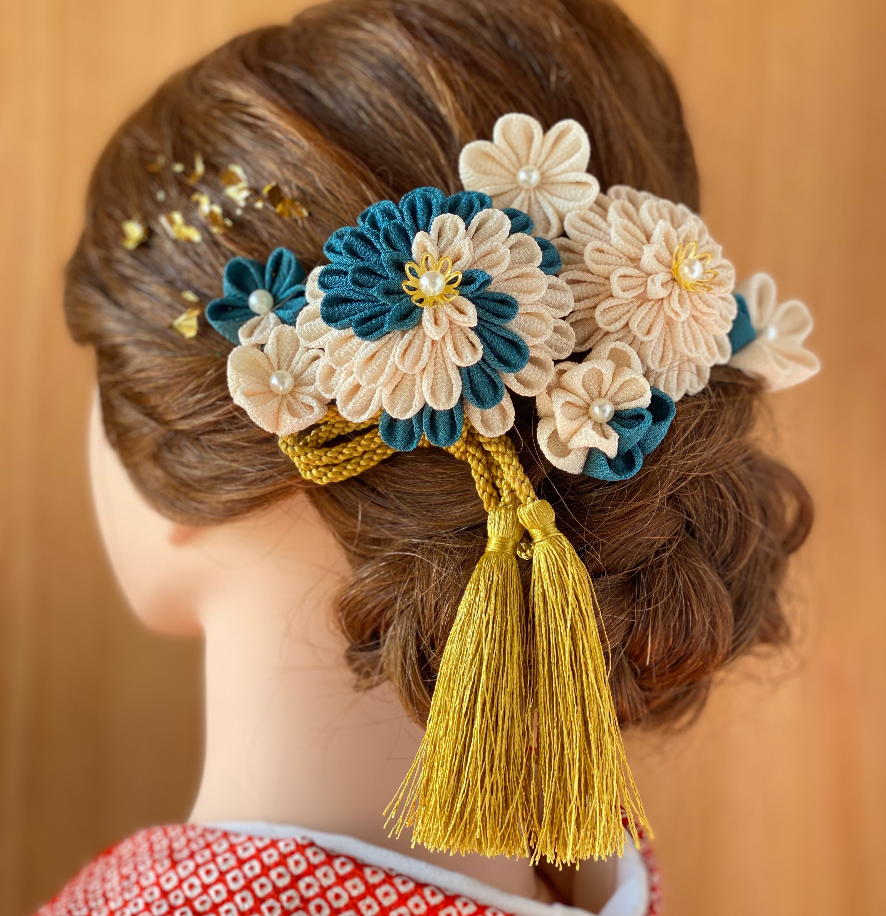 再販♡ホワイト×チュール グリーン セット 髪飾り ヘッドパーツ