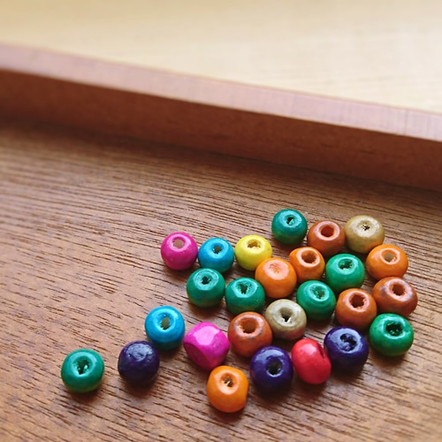 商品説明必読】030【約6mm/約200個】ウッドビーズ（カラフル・アソート 