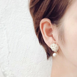 【茉莉】純棉珍珠耳環或耳環 第2張的照片