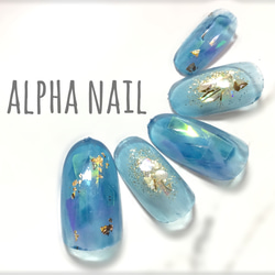 透け感ブルーニュアンスネイル ネイルチップ（つけ爪） alpha