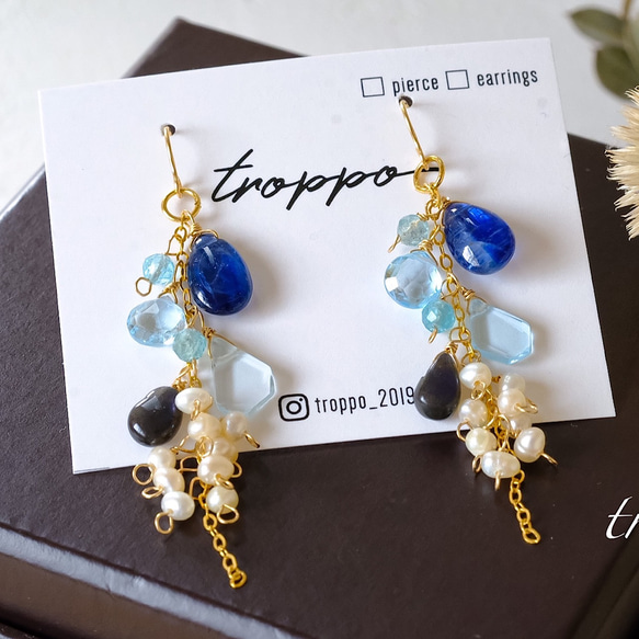 14kgf カイヤナイトロングピアス/イヤリング ピアス（フック