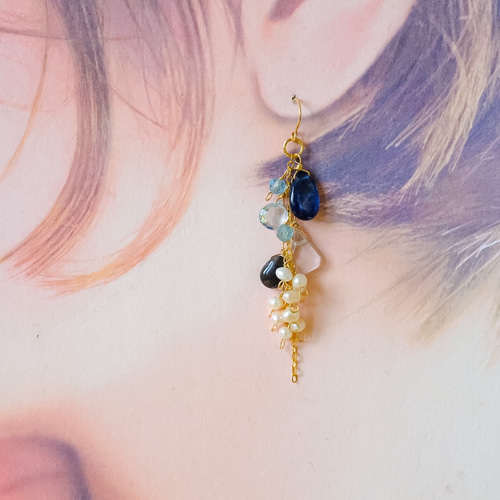 【高価値】 14kgf ピアス（フック カイヤナイトロングピアス/イヤリング ピアス