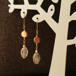 French Chic style“pink dot & tree nuts clear”ピアス 1枚目の画像