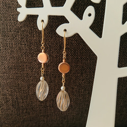 French Chic style“pink dot & tree nuts clear”ピアス 5枚目の画像