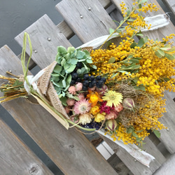 ミモザの花束スワッグ（ラベンダー）　母の日 3枚目の画像