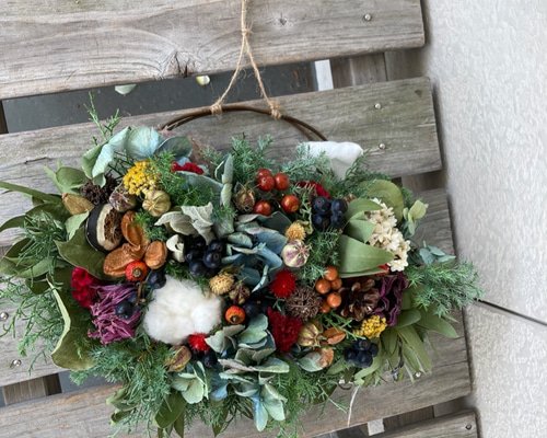 受注 森のリース ドライフラワー ◇JUN◇ 通販 9852657｜Creema(クリーマ)