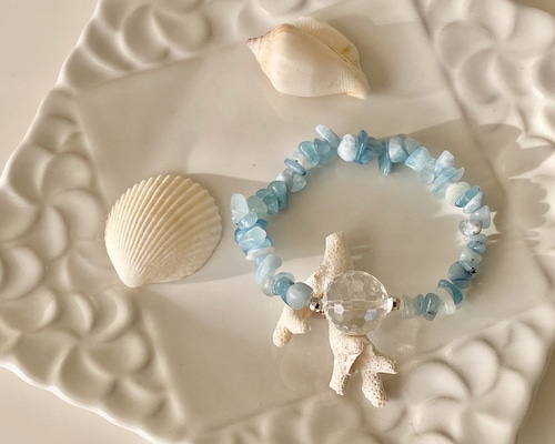 【奇跡のサイズグラデーション】アクアマリンブレスレット♡ 高品質□美品□天然石グラデーションアクアマリン約11.8
