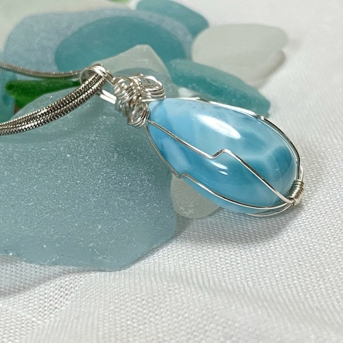 ラリマーペンダントトップ＊ワイヤーラッピング01＊一点もの