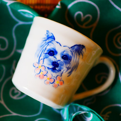 【送料無料】手描き ペット マグカップ 陶器 パピヨン　HPET5 2枚目の画像