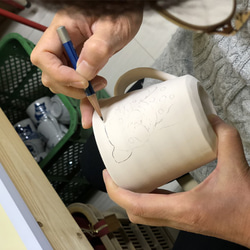 【送料無料】手描き ペット マグカップ 陶器 パピヨン　HPET5 5枚目の画像