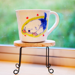 【送料無料】手描き ペット マグカップ 陶器 シープドック　HPET10 3枚目の画像