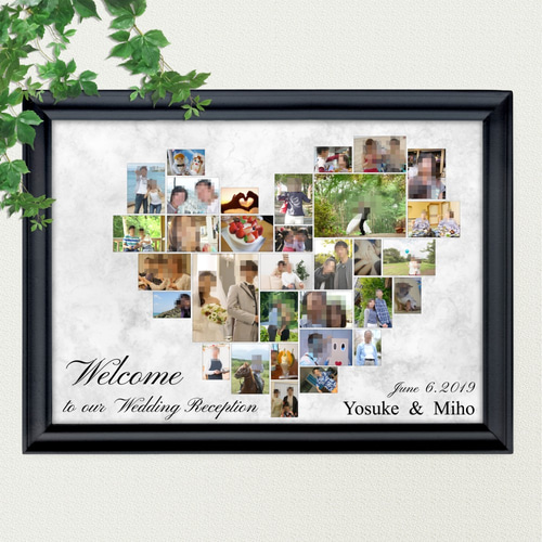 no06 横 ハート 写真 ウェルカムボード 文字入れ 結婚式 A3 A4 B3 A2