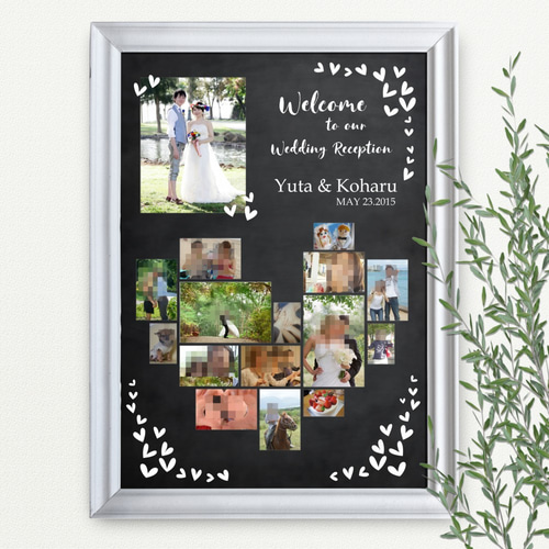 no31B 縦 ハート 写真 ウェルカムボード 文字入れ 結婚式 A3 A4 写真
