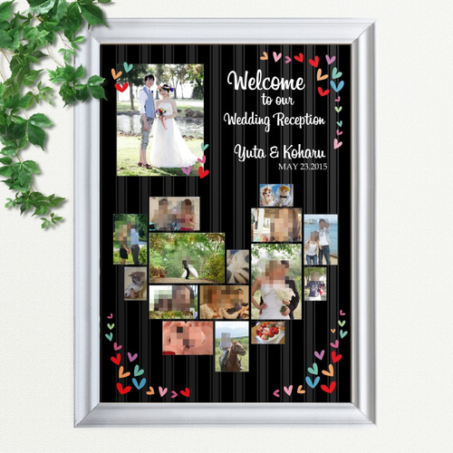 no31B 縦 ハート 写真 ウェルカムボード 文字入れ 結婚式 A3 A4 写真