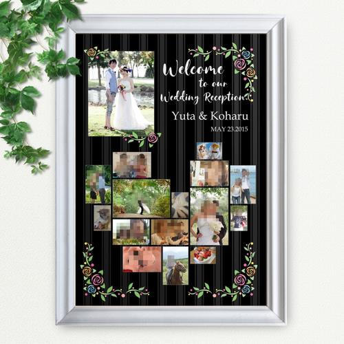 no31B 縦 ハート 写真 ウェルカムボード 文字入れ 結婚式 A3 A4 写真