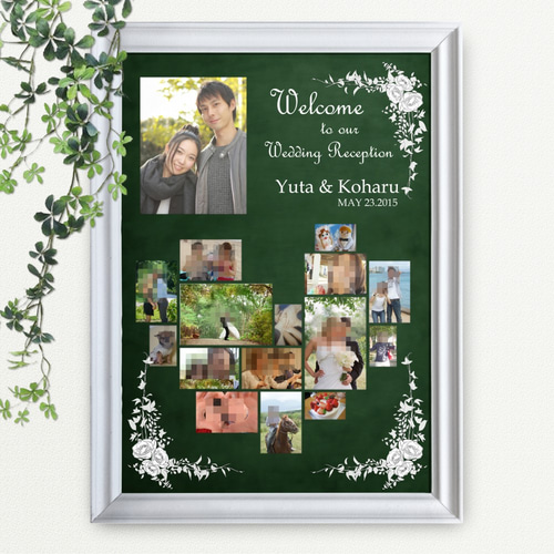 no31B 縦 ハート 写真 ウェルカムボード 文字入れ 結婚式 A3 A4 写真