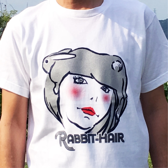 【在庫限り】ラビットヘアー Tシャツ〈sizeS/M/L〉シルバー 1枚目の画像