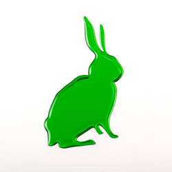 立体！！ラビットステッカー【右向きウサギ】メタルグリーン 2枚目の画像