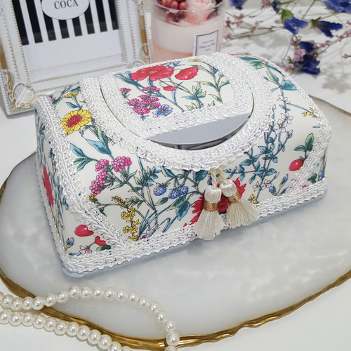 花柄】花柄ホワイトウェットティッシュケース ワイプケース おしりふき  