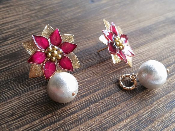 Christmas flower pierced earring 第6張的照片