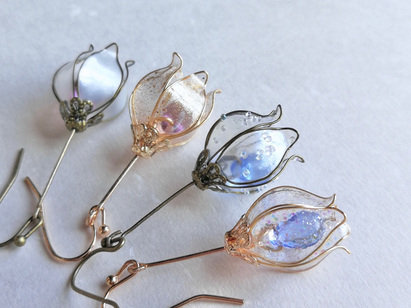 Tear drop flower pierced earring 第6張的照片