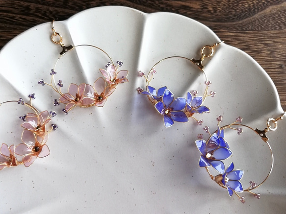 Chinese Bellflower pierced earring /clip earring 第2張的照片