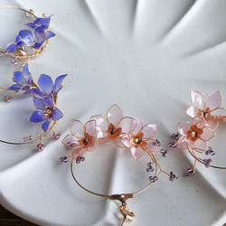 Chinese Bellflower pierced earring /clip earring 第8張的照片