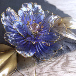 Sapphire blue peony hair stick / hair comb 第3張的照片