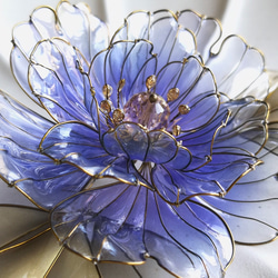 Sapphire blue peony hair stick / hair comb 第4張的照片