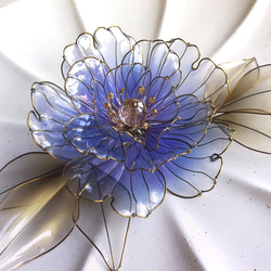 Sapphire blue peony hair stick / hair comb 第5張的照片