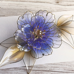 Sapphire blue peony hair stick / hair comb 第6張的照片