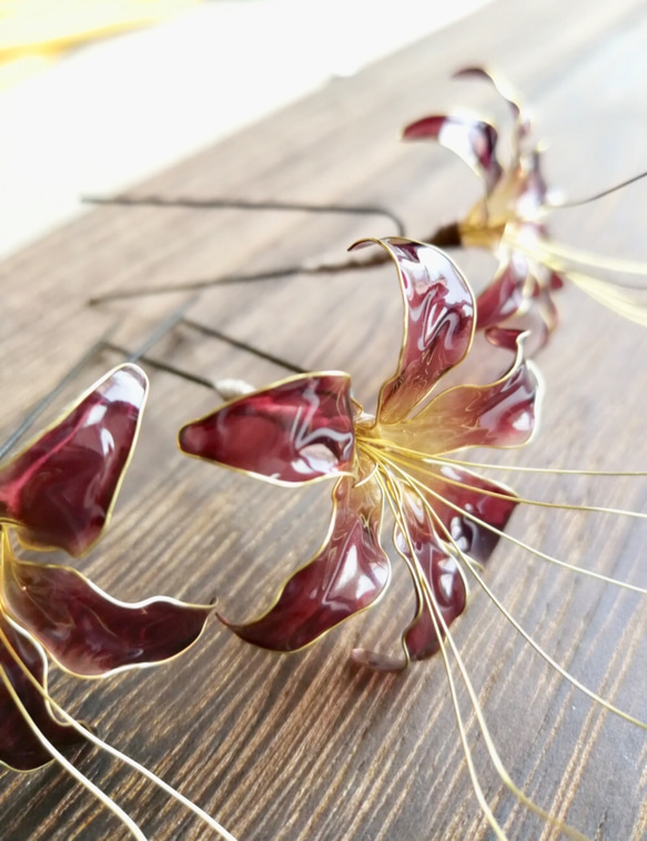 Cluster amaryllis — 3 parts set hair stick U pin 第2張的照片