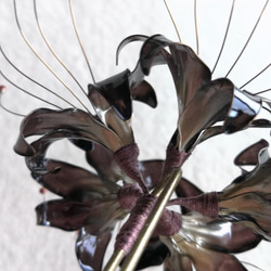 【漆黒】金箔・飾り結び選べる　彼岸花と黒揚羽蝶のかんざし 5枚目の画像