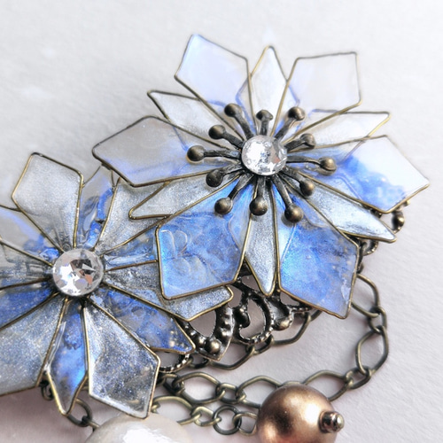 雪と蝶々の宇宙ヘアクリップ。❅°.。