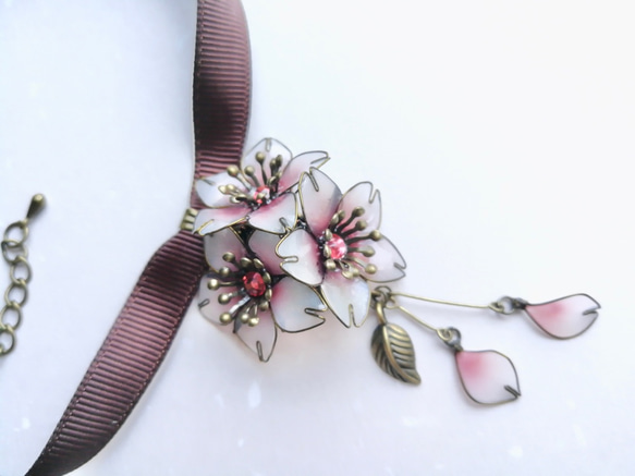 SAKURA Cherry blossom choker necklace 第1張的照片