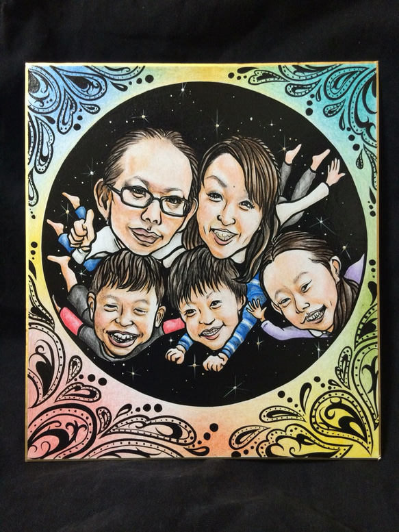 一番の贈り物 ご家族似顔絵オーダー承ります(^-^)/（5名様まで） イラスト イラスト