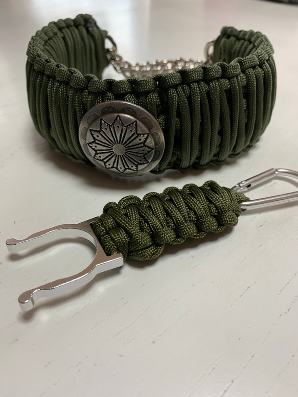 パラコードの首輪 幅広タイプ コンチョ プレゼント付き リード・首輪