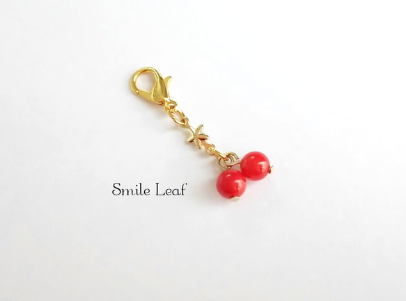 星に願いを ＊ 赤珊瑚と星のチャーム 1枚目の画像