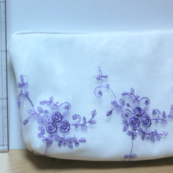 パープル薔薇刺繍３点セット★大人用立体マスク＆ケース★ポーチ sb3-002 5枚目の画像