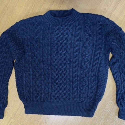 ◇定番アランセーター ブラック メンズ L◇ ニット・セーター（メンズ