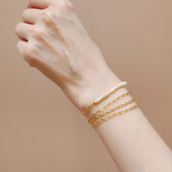 Fresh water pearl 淡水パール 華やか4連ゴールドブレスレット