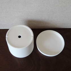 白い陶器の植木鉢 (焼きしめ) (釉薬なし) (ずんどうタイプ) 18枚目の画像
