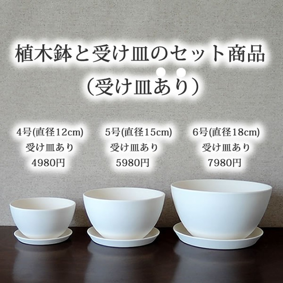 白い陶器の植木鉢 (焼きしめ) (釉薬なし) (ボールタイプ) 19枚目の画像