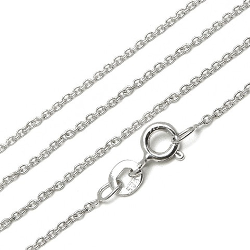 SILVER925 ネックレス あずきチェーン 1.1mm 60cm［ロジウム］【1コ