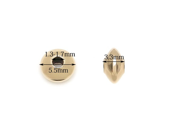 14KGF ソーサービーズ 5.5×3.3mm【3コ販売】(14K-AA004 2枚目の画像