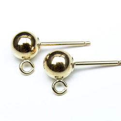 14KGF ポストピアス カン付 5mm【1ペア販売】(14K-PST1 金具