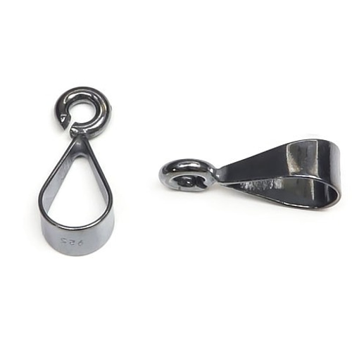 SILVER925 バチカン 14×6mm［ガンメタルカラー］【2コ販売】(SV