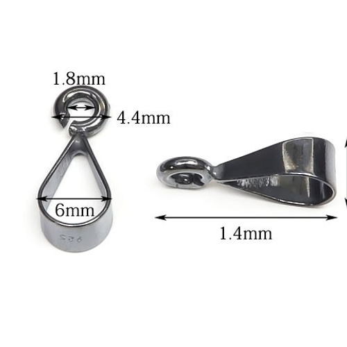 SILVER925 バチカン 14×6mm［ガンメタルカラー］【2コ販売】(SV