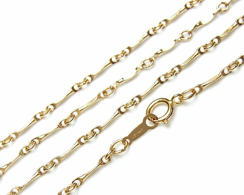 14KGF ネックレス バーチェーン1.3mm 50cm【1コ販売】(14K-CH18